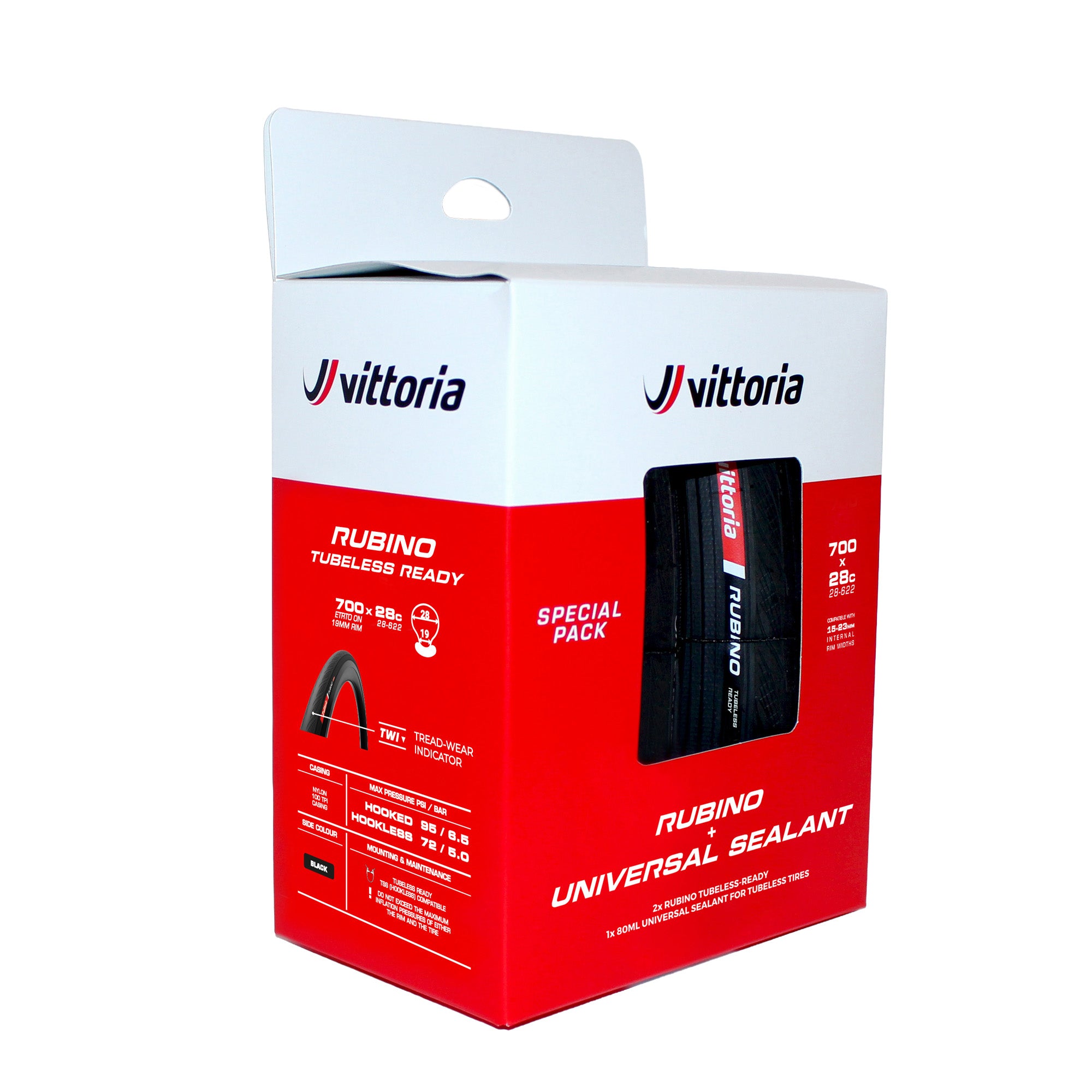Pack 2 Cubiertas Vittoria Rubino V TP Sellante 80ml Negro #3