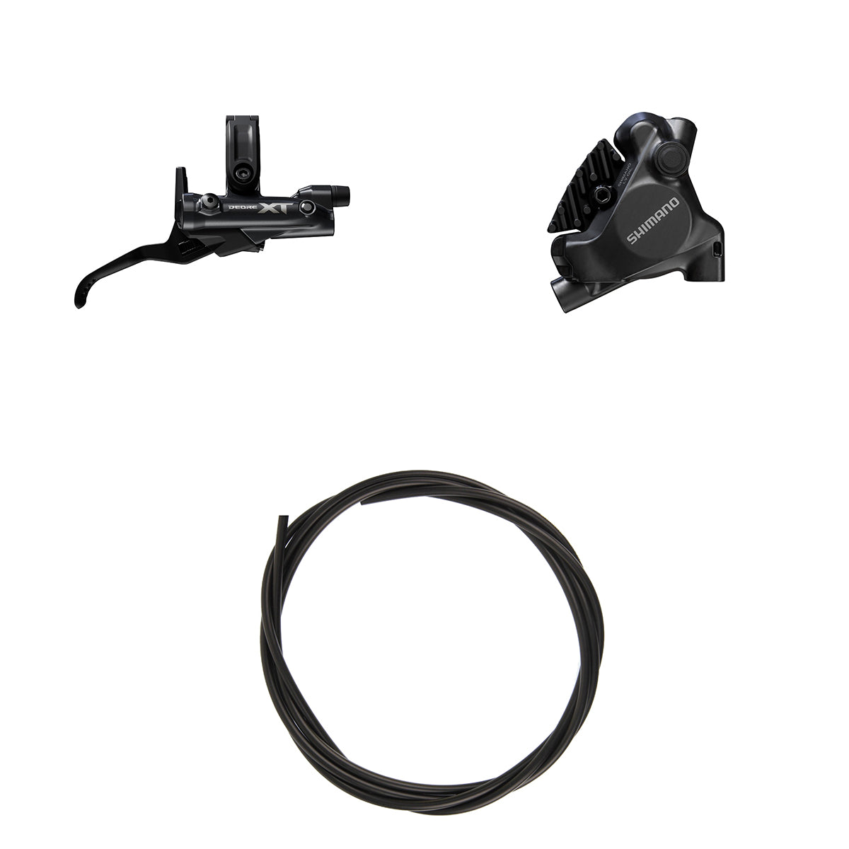 Kit Freno Disco Hidráulico Shimano Deore XT BR-MT805/BL-M8200 Trasero/Derecho Resina Sin Aletas/Adaptador Latiguillo 1700mm Negro