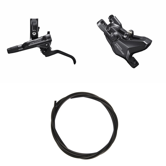 Kit Freno Disco Hidráulico Shimano Deore BR-M6100/BL-M6100 Delantero/Izquierdo Resina Sin Aletas/Adaptador Latiguillo 1000mm Negro